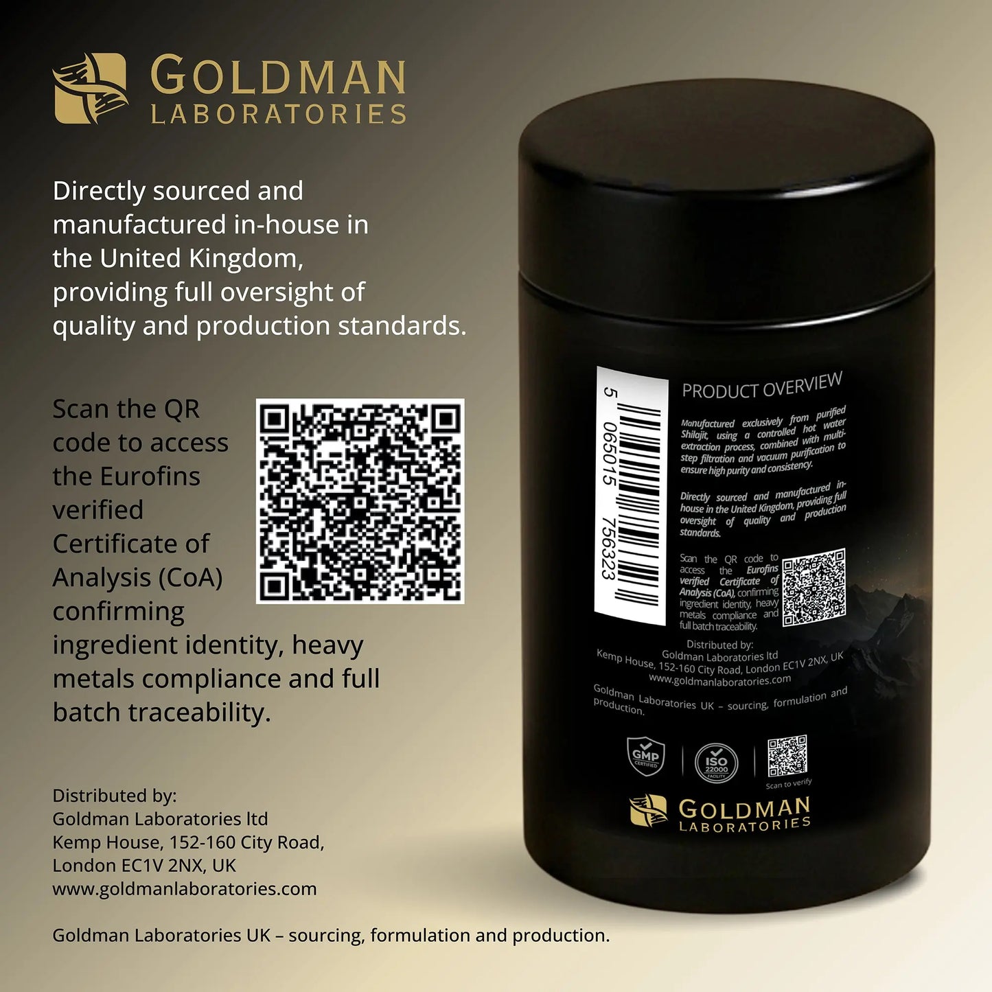 Qarma - Shilajit Capsules 600mg (10:1 Extract) – 94% Fulvic & Humic Acid – Pure Himalayan Shilajit – Energy, Stamina & Vitality Support – Lab Tested – 60 Vegan Capsules – Made in UK Goldman Laboratories