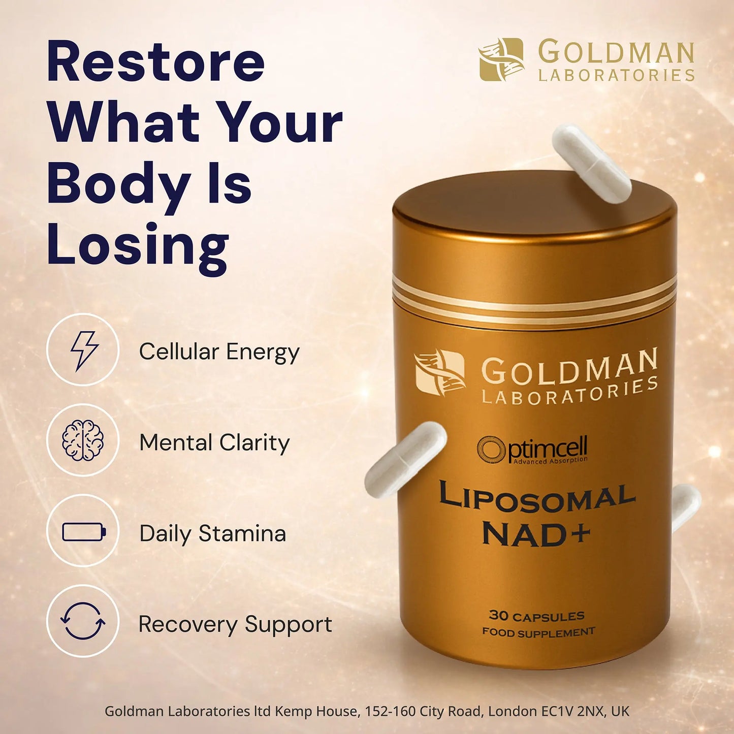 Optimcell® Liposomal NAD+ (30 Caps) Goldman Labs