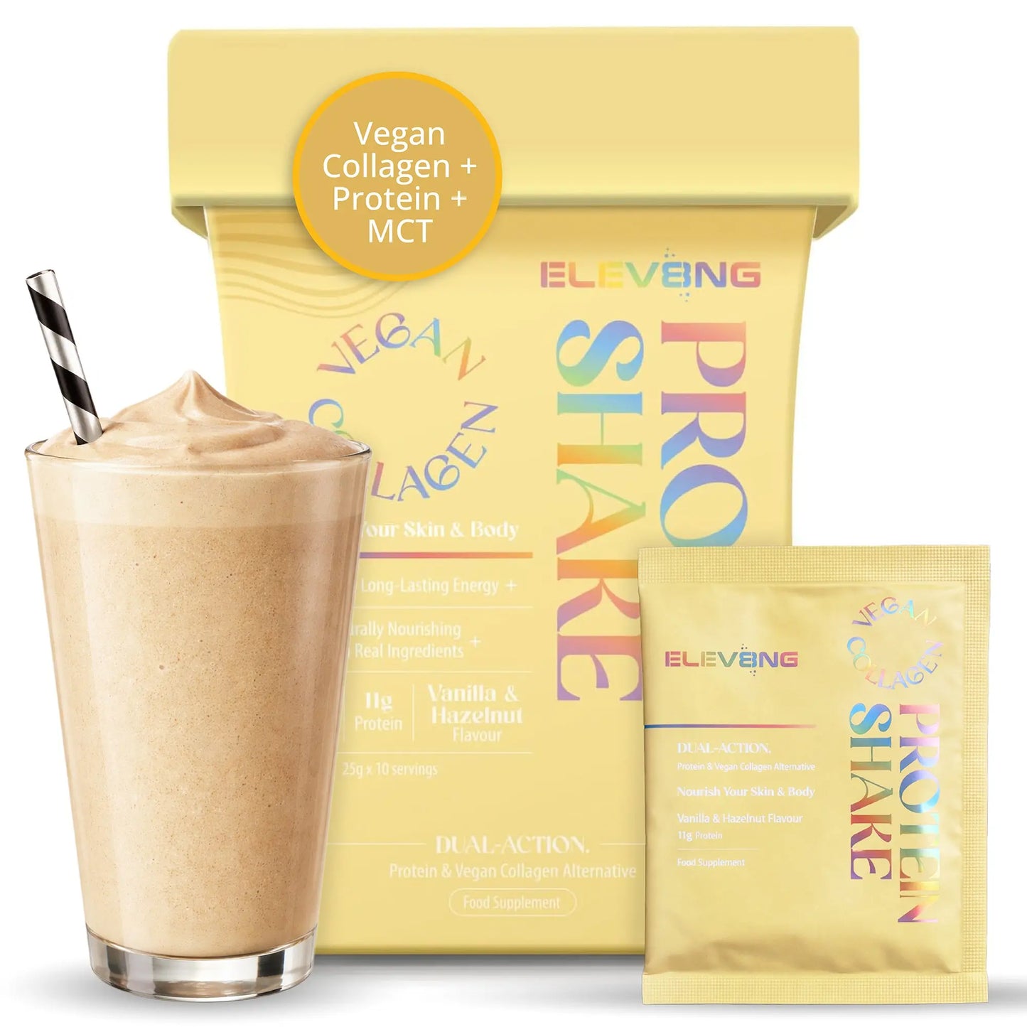 Elev8ng Vegan Collagen Protein Shake - Vanilla / Hazelnut Goldman Labs