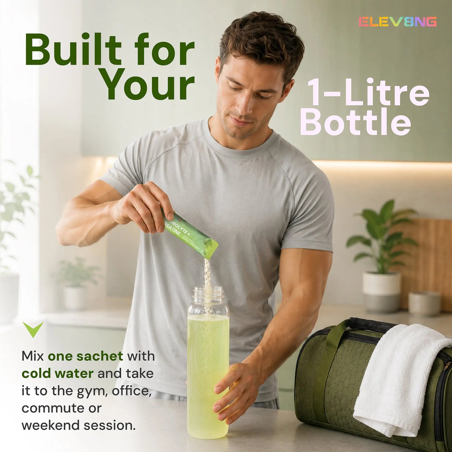 ELEV8NG Hydrolyte + Creatine – Lime Hydration Drink Mix (10 Sachets) 5g Micronised Creatine + Electrolytes + Prebiotic Fibre + Vitamin C Goldman Laboratories