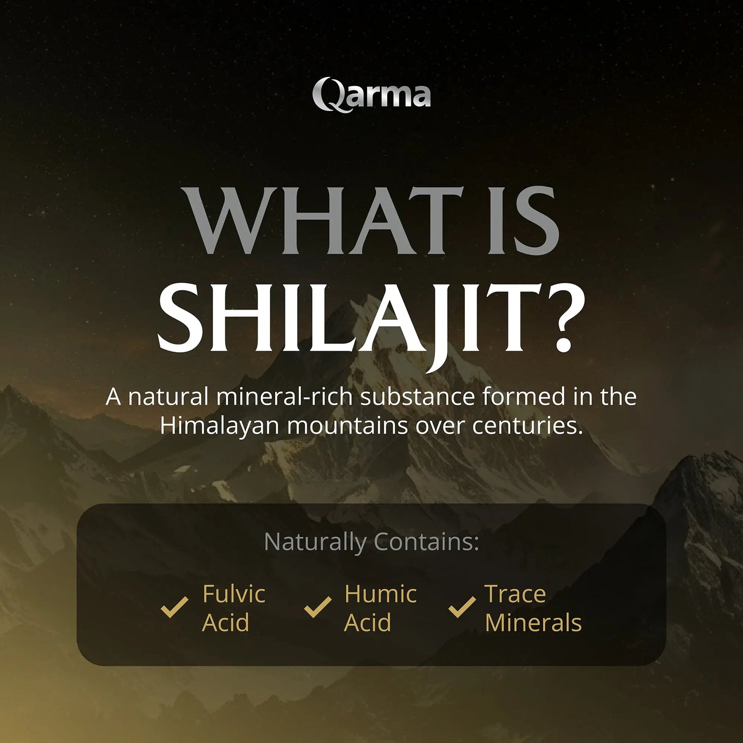 Qarma - Shilajit Capsules 600mg (10:1 Extract) – 94% Fulvic & Humic Acid – Pure Himalayan Shilajit – Energy, Stamina & Vitality Support – Lab Tested – 60 Vegan Capsules – Made in UK Goldman Laboratories