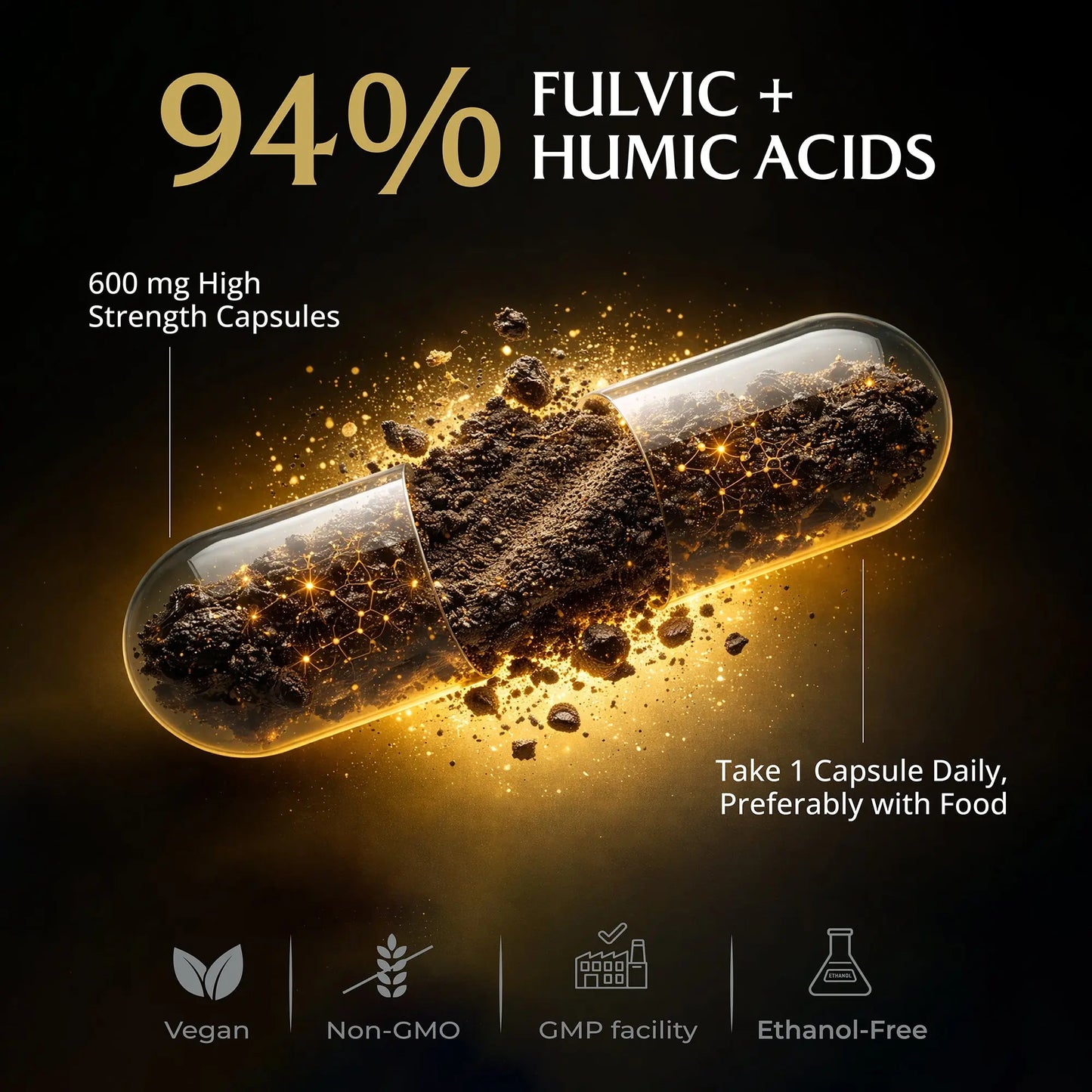 Qarma - Shilajit Capsules 600mg (10:1 Extract) – 94% Fulvic & Humic Acid – Pure Himalayan Shilajit – Energy, Stamina & Vitality Support – Lab Tested – 60 Vegan Capsules – Made in UK Goldman Laboratories